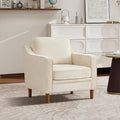 Kingfun Accent Chair Living Room Chairs Mid Century Reading Armchair Chenille with Solid Wood Foot Upholstered Modern Decor for Bedroom Apartment Beige
