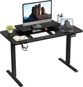 JUMMICO Electric Standing Desk Adjustable Height Desk 47 x 24 Inch with Monitor Stand Home Office Computer Desk (Black)