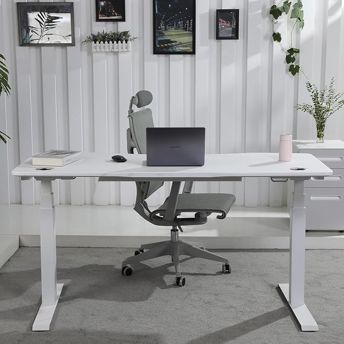 ApexDesk K Series 71 Height Adjustable Standing Desk with Memory Controller with Dual Motor for Home and Office White Curved Top