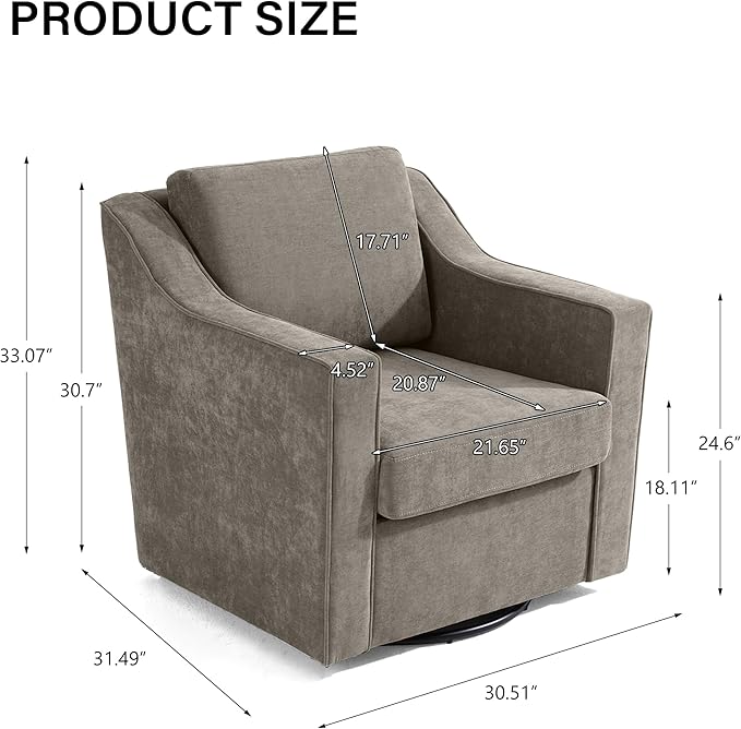 Swivel Accent Chair Modern Round Barrel Arm Chair for Living Room Bedroom Comfy Club Reading Chairs for Adults (Chenille Sand Set of 1)