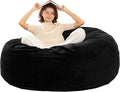 Bean Bag Chair for Adults Floor Bean Bags Offers Ample Space for AdultsMemory Foam Giant Bean BagsLounger Versatile Design Suits Any RoomMovie NightsReading(Black5FT)