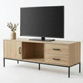 TV Stand for 55/60 Inch TV Modern Wood Entertainment Center with Storage 52 Media Console Table with 2 Drawers &amp Door Cabinet Television Stands for Living Room &amp Bedroom(Burlywood)