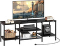 HOOBRO TV Stand with Power Outlets to 65 Inches TV Console Table with Open Storage Shelves Industrial Media Entertainment Center for Living Room Bedroom Black BB40DS01