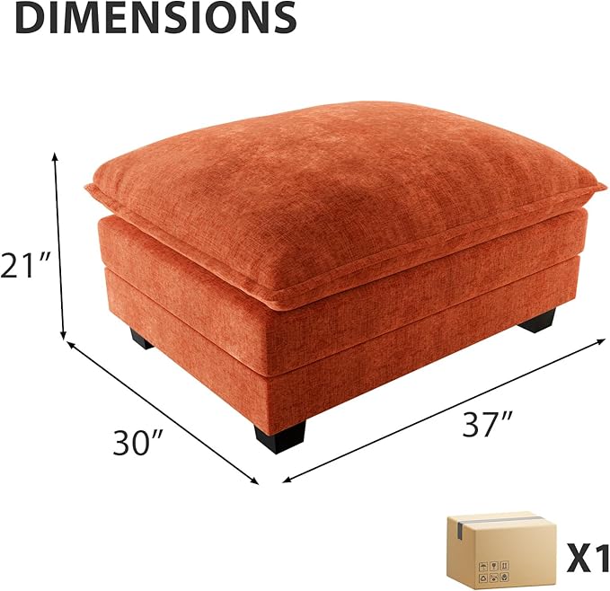 ELUCHANG Ottoman for Modular Sectional Cloud Couch Deep Seat Sofa for Apartment Living Room and Bedroom Easy Assembly Chenille Terracotta