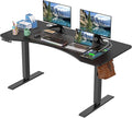 55 x 24 in Electric Standing Desk Adjustable Height Stand up Desk with Ergonomic Curved Desktop &amp Mouse Pad Multifunctional Home Office Desk（Black