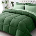 JOLLYVOGUE California King Comforter Set Ultra-Soft Bed in a Bag 7 Pieces Oeko-TEX Certified Bedding Set with Down Alternative Comforter Sheets Pillowcases &amp Shams Dark Green &amp Light Gree