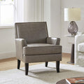 HULALA HOME Modern Faux Leather Accent Chair Comfy Upholstered Sofa Chair with Nailhead Trim Living Room Bedroom Armchair with Wood Legs Grey