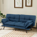 MUUEGM Futon Sofa Bed Convertible CouchMemory Foam Futon Sofa CouchSleeper Futons Sofa CouchesSmall Splitback Modern Loveseat Sofa Bed for Living RoomOfficeApartmentLinen FabricBlue.