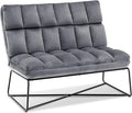 MCombo Loveseat Sofa Couch Mid-Century Velvet Armless Settee 2-Seater Upholstered Bench for Living Room Bedroom 4018 (2 Sets Dark Grey)
