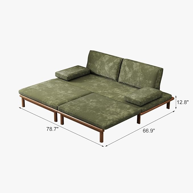 Lartis 78.7 Sofa Bed Sleeper Pull Out Couch Modern Couch Convertible Modern Futon for Living Room/Apartment/Bedroom Modular Design SofaFull Solid Wood Frame