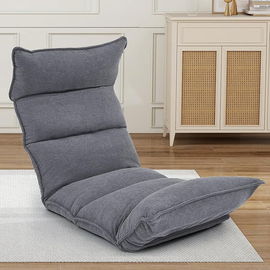 Dual-End 14-Position Recliner Chair with Ergonomic Back Support Single Sofa for Living Room (Gray)