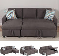 83 Inch Pull Out Couch Convertible Sofa Bed for Living Room Comfortable Sleeper Sofa with Pull Out Bed Modern Sectional Couches with Storage Chaise Easy Assembly for Apartment Dark Brown