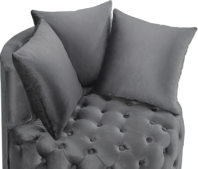 KEIKI Large Velvet Upholstered Barrel Accent Chair w/3 PillowsModern Tufted Leisure Single Cloud Sofa Reading ArmchairComfy Round Living Room Deep Cushion Seating for Office &amp ApartmentDark Gra