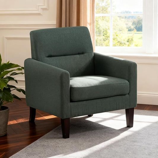 Accent Chair Mid Century Modern Living Room Chairs Comfy Reading Chair with Upholstered Cushion Relax Armchair for Bedroom ApartmentOffice Green