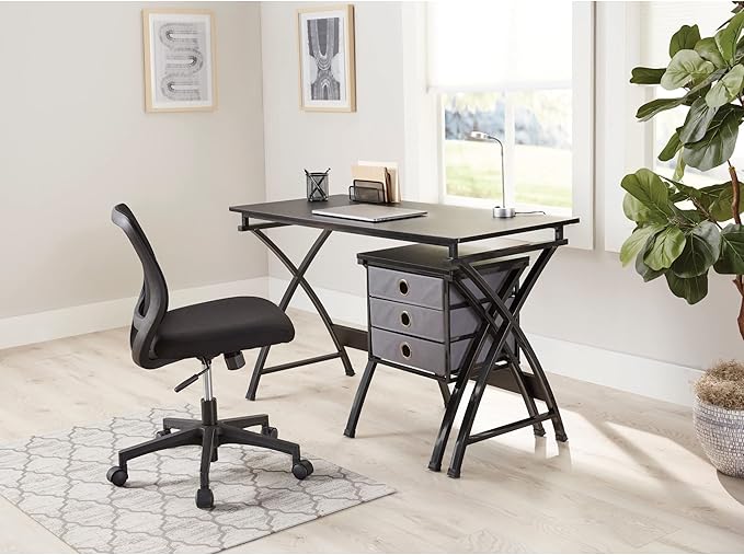 Realspace® X-Cross 48W Computer Desk With File Cabinet Black