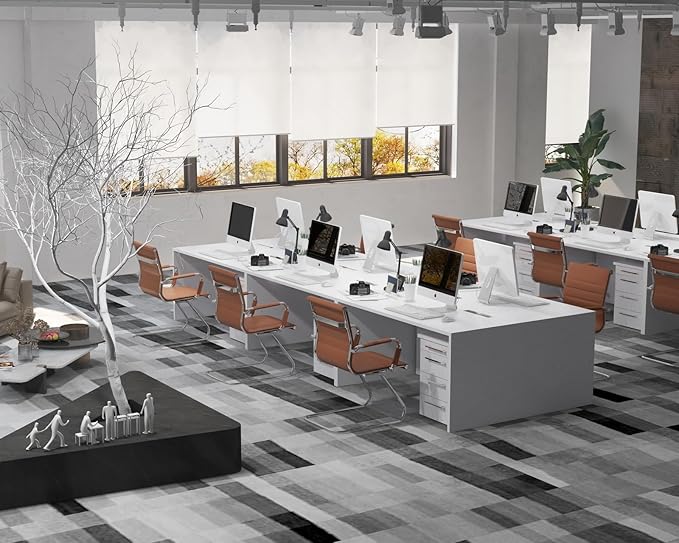 CIMOTA Waiting Room Chairs Set of 6 Leather Office Guest Chair Mid Back Reception Chairs with Sled Base for Meeting/Patient/Conference Room Coffee 6PCS