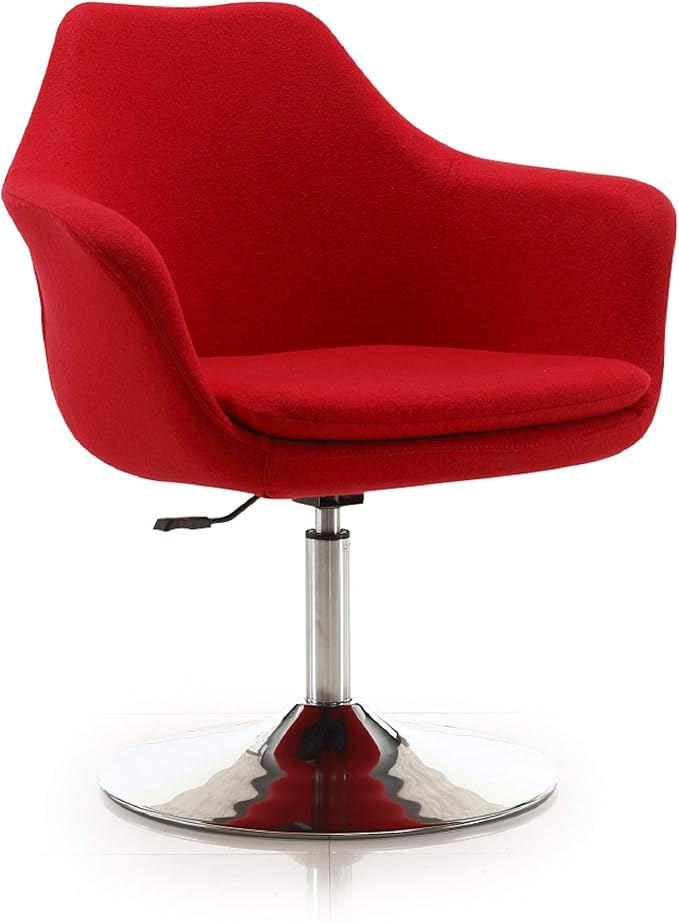 Manhattan Comfort Kinsey Adjustable Swivel Accent Chair Set of 1 with 360° Turn Upholstered in Wool Blend Polished Chrome Base Ergonomic Design for Living Room &amp Home Office 300 Lbs Capacity