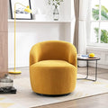 Swivel Chair Barrel Accent Sofa Modern Teddy Fabric Club 360 Degree Small Leisure Arm Chair for Nursery Living Room Hotel Bedroom Office Lounge Yellow 25.6D x 25.6W x 27.56H Inch