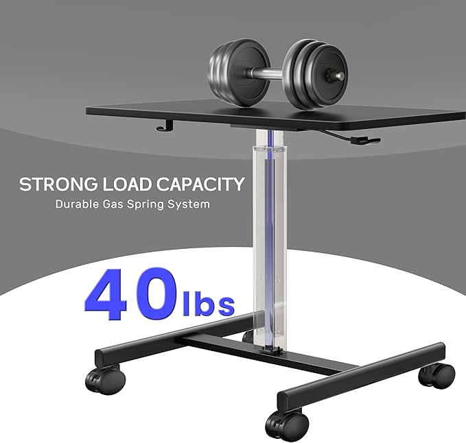 Mobile Laptop Standing Desk Adjustable Height Small Mobile Desk Workstation with Wheels Portable Rolling Computer Desk Cart for Home Office Classroom (Black)