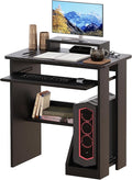 30 Inch Gaming Desk Computer Desk with Keyboard Tray Monitor Stand Storage Shelves CPU Stand Industrial Small Desk for Small Spaces Home Office Desk Black