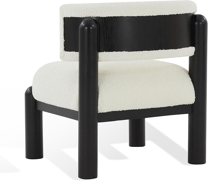 SAFAVIEH Couture Collection Rosabryna Modern Scandinavian Ivory/Black Boucle Accent Chair (Fully Assembled)