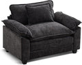 URRED Cloud Couch Accent Chair Oversized Chenille Armchair with Deep Wide Seat and Upholstered Armrests Black – Modern Lounge Chair for Bedroom or Living Room