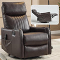 Slim Swivel Rocking Chair Recliner with PocketsLazy Boy Recliners for for AdultsSmall Recliner Chair for Small Spaces Manual Reclining Chair for Living Room Bedroom (Brown 2)