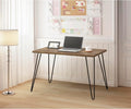 Rustic Oak Desk - Compact Home Office Workspace 47.25 W Metal Accents &amp Open Design