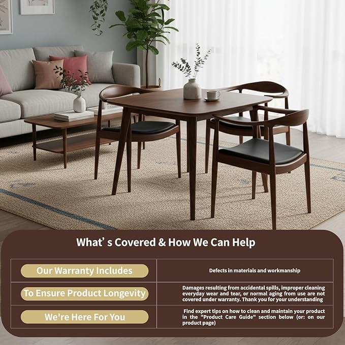 Tomile Hans Wegner Kennedy Armchair Mid Century Modern Upholstered Dining Chair with PU Leather Cushion Solid Wood Frame and Curved Backrest Fully Assembled Kennedy Chair for Dining Room (Walnut)
