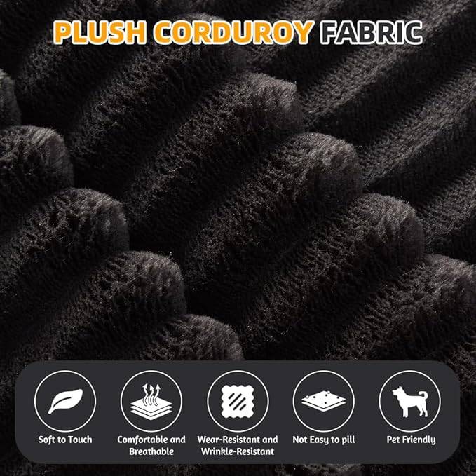 2 in 1 Convertible Compressed Sofa Bed 51.2'' Modern Boneless Loveseat Sleeper in a Box Floor Mattress Futon Couch No Assembly Needed Space Saving Black 2 Pillows &amp Blanket Full for Home