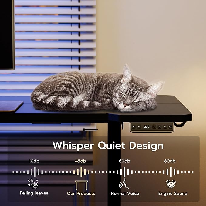 51 Reversiable L-Shaped Electric Standing Desk Adjustable Height Gaming Stand Up Corner Desk Sit Stand Home Office Computer Desk with Splice BoardBlack Top