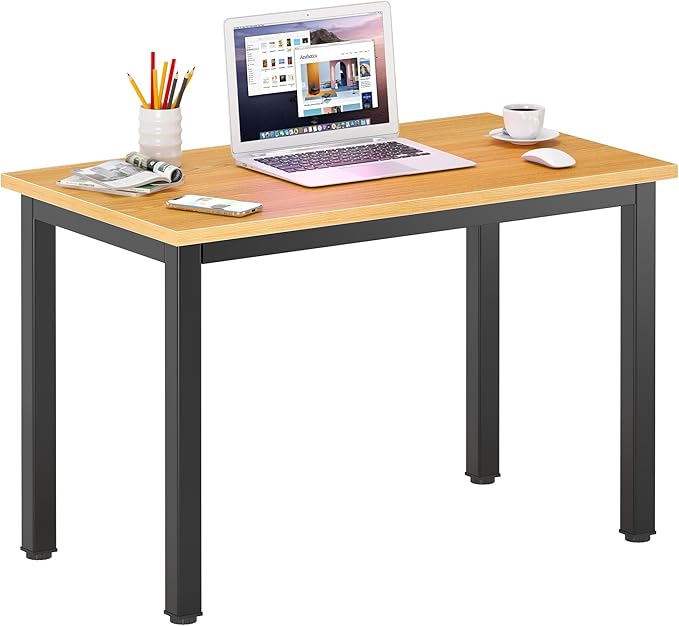 DlandHome Small Computer Desk Home Office Table Writing Desk Study Table Gaming Desk Workstation (31.5 inch Wood Teak)