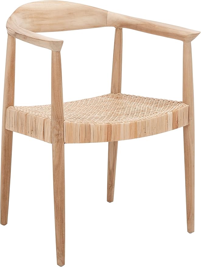 SAFAVIEH Home Collection Sijo Natural Teak Wood/Natural Rattan Accent Chair (Fully Assembled)
