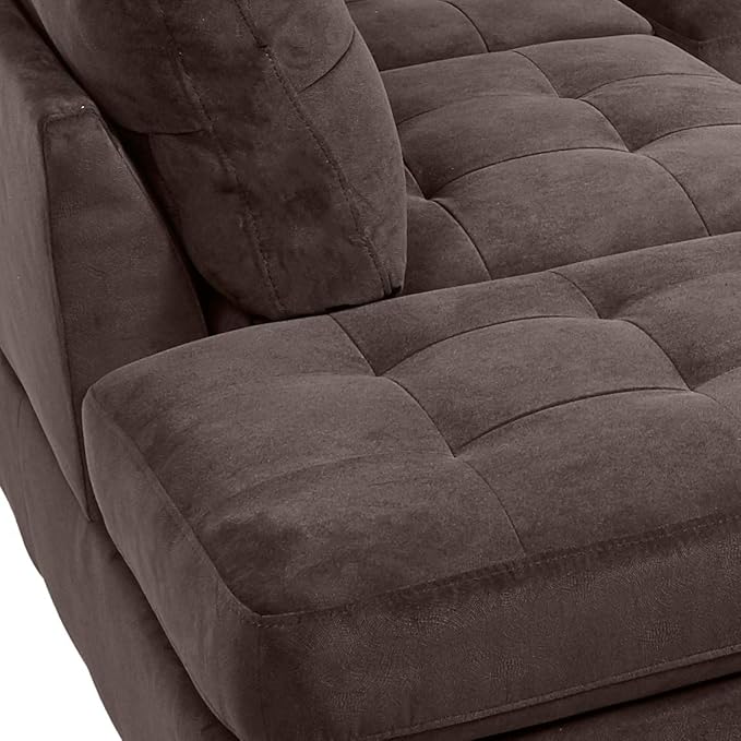 Homelegance Emilio 3-Piece Reversible Sectional with Ottoman - Chocolate
