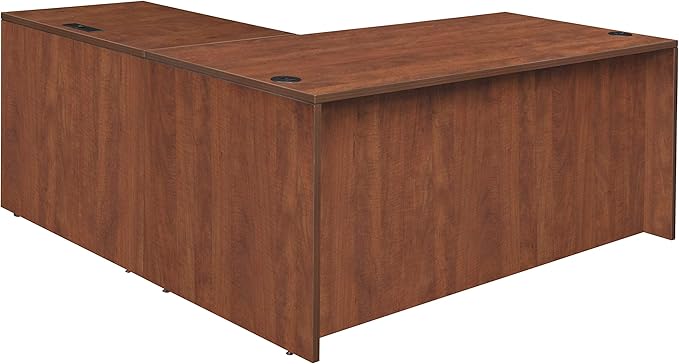 Regency Legacy 66 x 65 Inch L-Shaped Office Desk with Double Pedestal Drawer Unit Durable Cherry Laminate Scratch-Resistant Surface and Spacious Design for Home and Professional Offices
