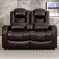 Loveseat Recliner Recliner Sofa with Cup Holders and 2 Pillows Wall Hugger Recliners &amp 135° Reclining Loveseat (Brown PU Leather Furniture)