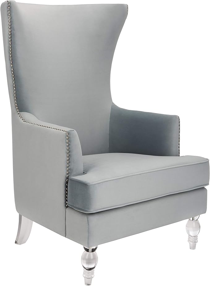 Safavieh Couture Geode Modern Light Silver Wingback Chair