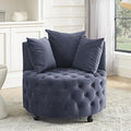 360° Swivel Accent Barrel Chair Velvet Comfy Round Chair with Button Tufted Design &amp 4 Moveable Wheels Upholstered Modern Lounge Reading Chairs for Living Room Bedroom Apartment Clubs(Grey)