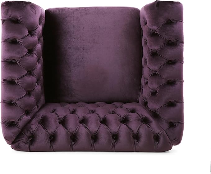 Great Deal Furniture Leila Chesterfield Velvet Club Chair BlackBerry