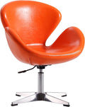Manhattan Comfort Raspberry Adjustable Swivel Accent Chair with 360° Turn Polished Chrome Base Modern Retro Design Versatile Seat Ideal for Any Room Set of 1 Tangerine