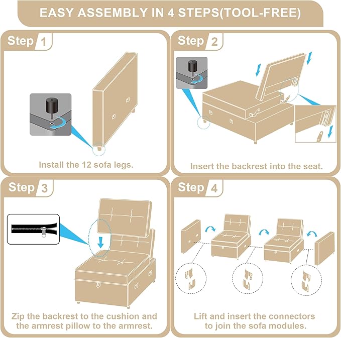 Sleeper Sofa Bed Queen Size Sofa Bed Convertible Pull Out Couch with Adjustable Backrest USB Port and Side Pockets Modern 2 Seater Small Couches for Living Room Space-Saving