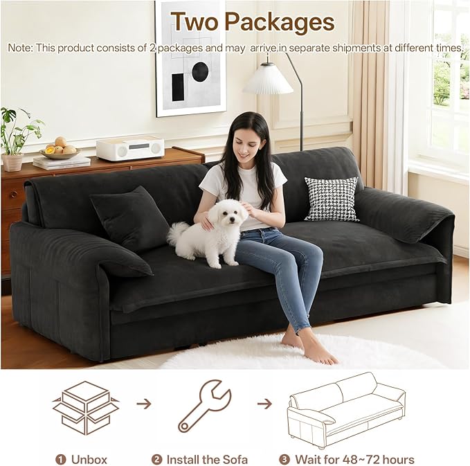 66 Queen Pull Out Couch BedVelvet 3-in-1 Queen-Size Sleeper SofaConvertible Pull-Out Sofa Bed with Side PocketsSleeper Loveseat for Living RoomApartment Offices (Black)
