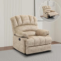 Large Lazy Recliner Chair for Adult Comfortable Manual Single Recliner Sofa Oversized Reclining Chair Upholstered Soft Fabric Living Room Recliner Sofa Chair for Living Room Bedroom (Beige)