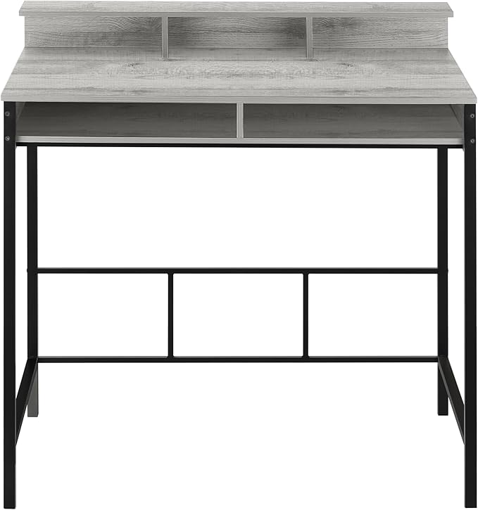 Monarch Specialties I 7703 Computer Desk Home Office Standing Storage Shelves 48 L Work Laptop Metal Laminate Grey Black Contemporary Modern