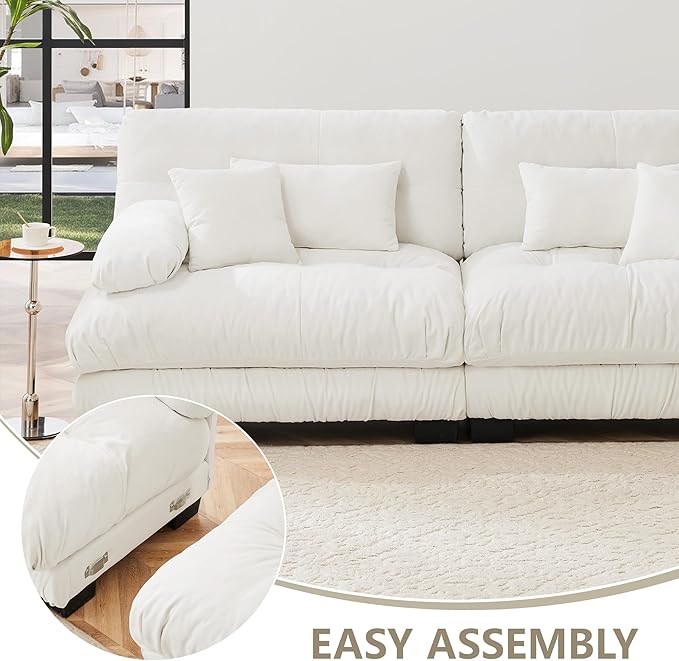 133.8 Oversized U Shaped Couch Chenille Upholstered Modular Sectional Sofa 3 Seater Deep Seat Sofa with 2 Ottoman Modern Cloud Couch w/Thick Seat Cushion Sectional Couches for Living Room