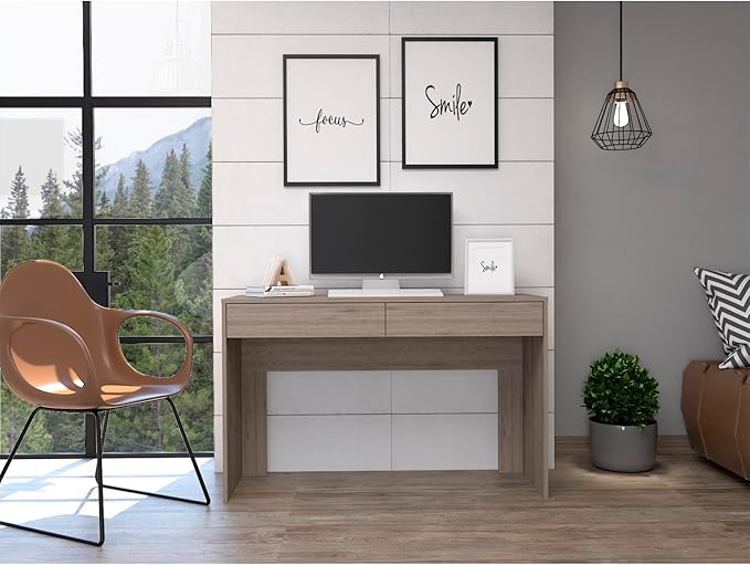 Acre Writing Computer Desk Two Drawers - Spacious Work for Productive Home Office or Study