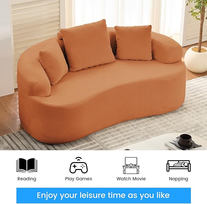 PUREMIND 67 Couches for Living Room Boneless Comfy Modern Sofa Cloud Sectional Modern Sleeper Couch with Chaise for Bedroom Apartment No Assembly Required (Orange)