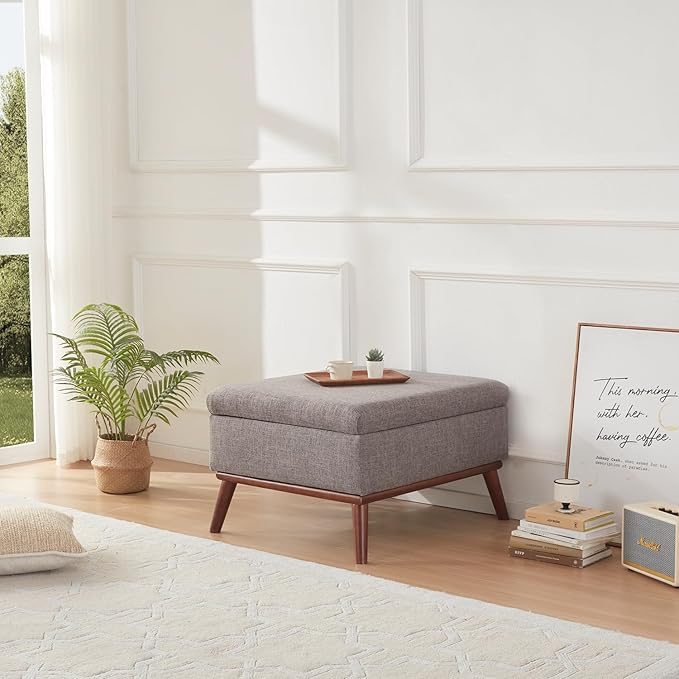 Kingfun 65 W Loveseat Sofa with Ottoman Coffee Table Mid Century Modern Decor Love Seat Couches and Ottoman with Storage for Living Room Button Tufted Upholstered Love Seats Furniture Set Grey | l