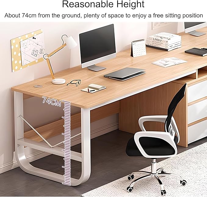 Two Person Desk with 3 Drawers Large Double Study Writing Table Wooden 2 Person Gaming Desk Computer Table Dual Workstation for Home Office(Walnut240cm/94.48in)