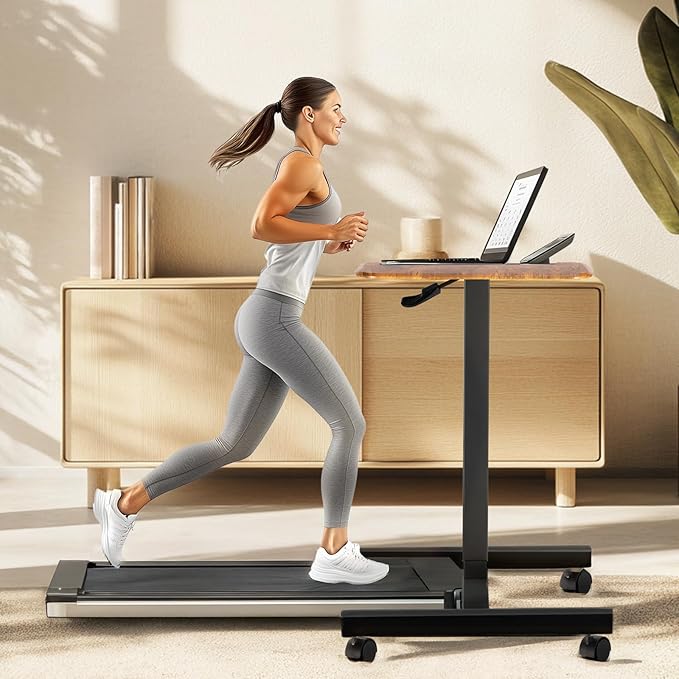 YSSOA Mobile Small Standing Desk - Rolling Desk with Adjustable Height and Lockable Wheels Sit-Stand Laptop Table Portable Computer Workstation Rust